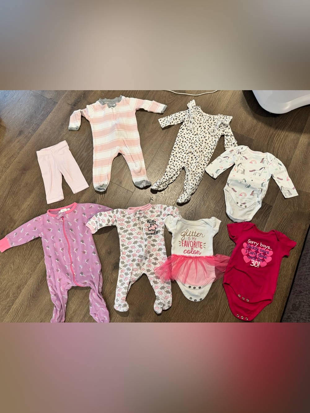 0-3 Month Baby Girl Bulk Set Pajamas One Pieces Pants
